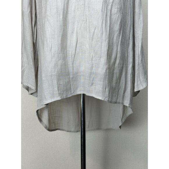 Alex Women’s 1X Tunic Top Sheer Lace Yoke Tan/taupe Boho Beach Lagenlook - Picture 3 of 16
